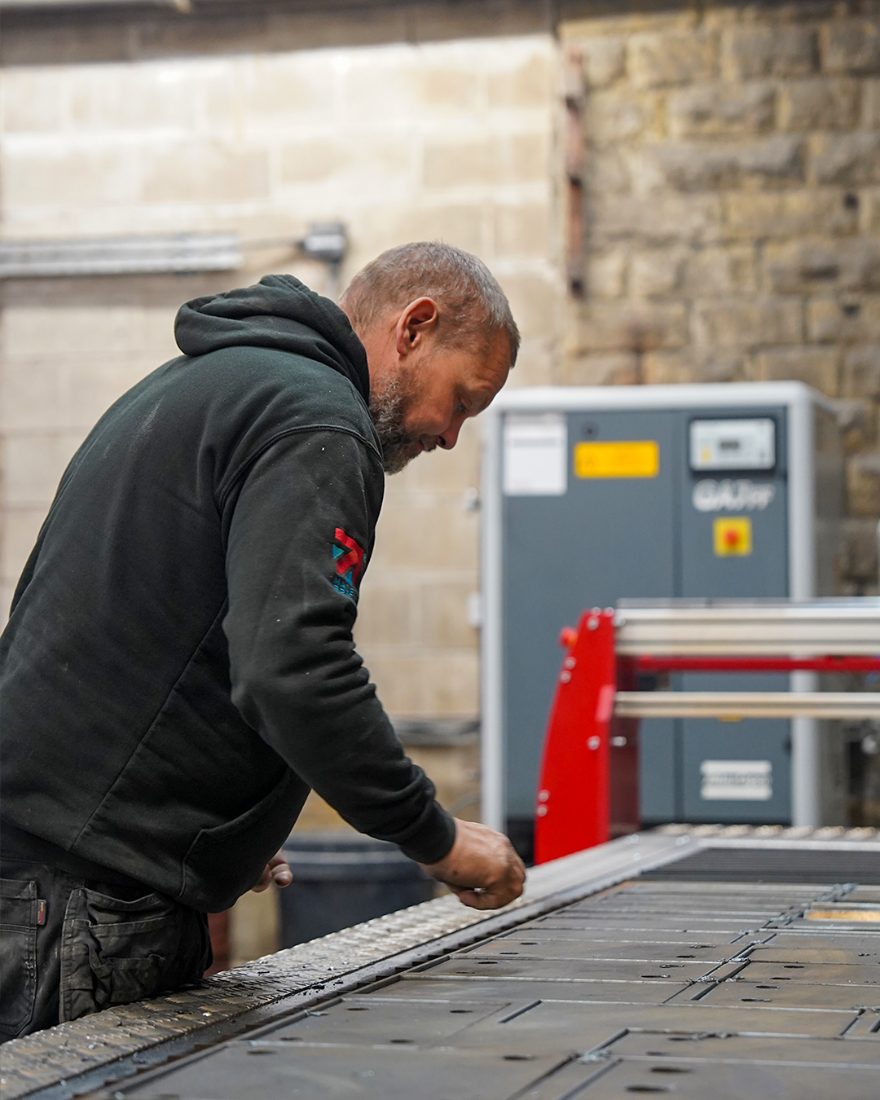 Structural steel fabrication in the workshop