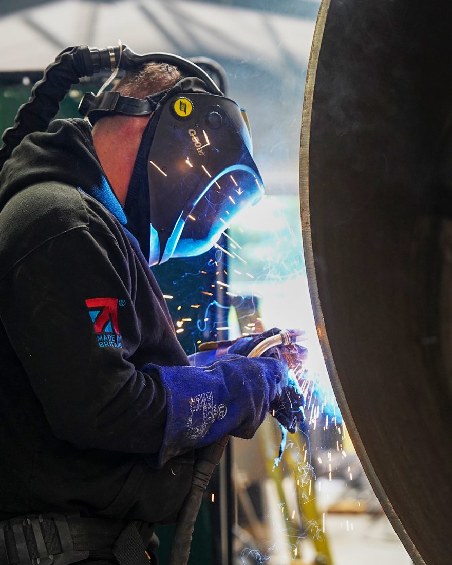 CNC plasma cutting steel plate at M&S Fabrication, Greater Manchester