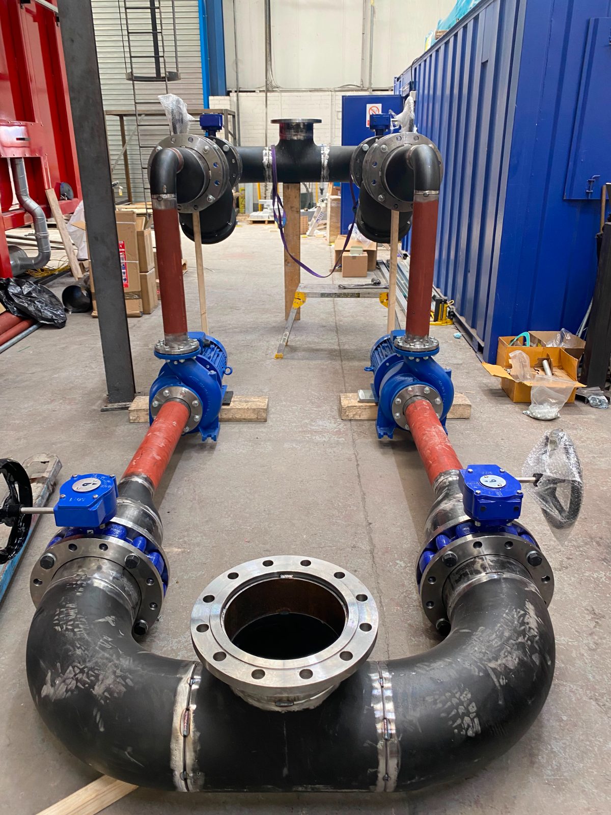 Pump and pipework assembly