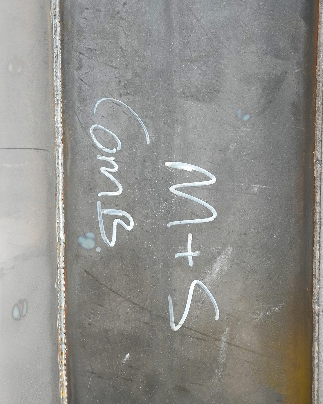 Steel member marked up to the drawing before welding